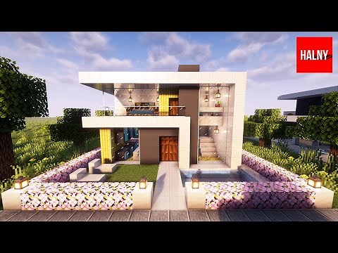 Minecraft modern house with a swimming pool - Tutorial