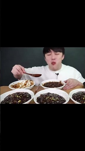 spicy black bean noodles, ❤‍🔥🤤🍜 #mukbang #eatingsounds #koreanfood #shortvideo #youtubevideo