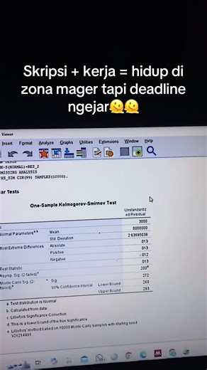 📣 SUDAH MASUK BAB 4 TAPI DATA BELUM DIANALISIS? 😵 Uji statistik bikin kepala muter-muter? 🧠 Mau fokus nulis, tapi malah stres lihat SPSS? ⏰ Nggak punya waktu buat olah data? 🟢 Kami solusinya! Jasa Olah Data SPSS – SEHARI SELESAI! Tenang, kamu nggak sendirian! Kami siap bantu olah data kamu secara LENGKAP, RAPI, dan SIAP PAKAI untuk: ✅ Bimbingan ✅ Sempro ✅ Sidang akhir ✅ Deadline mepet ✨ JASA OLAH DATA SPSS TERPERCAYA 🔍 UJI ASUMSI KLASIK (untuk Regresi): • Normalitas (Kolmogorov-Smirnov, Sha