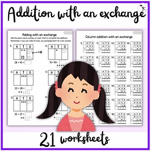 Printable Addition Worksheets With Exchange for Homeschool and Educational Use - Etsy Canada
