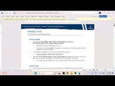 Shelly Cashman Excel 365/2021 | Module 5: SAM Critical Thinking Project 1c Media Hub