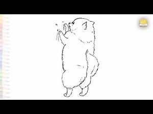 Pomeranian dog scratching on the wall drawing | Animal Art | How to draw A Pomeranian step by step