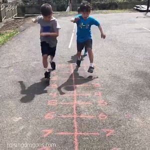 40K views · 161 reactions | Giant Number Line Math Game  ages 2+  Here’s a fun, outdoor, math activity that takes only a few seconds to set up and is great for practicing math and gross motor skills! It can also easily be modified for kids of all ages! Full details >> https://www.raisingdragons.com/giant-number-line-math-game-ages-2/ | Raising Dragons - Activities For Kids | Facebook