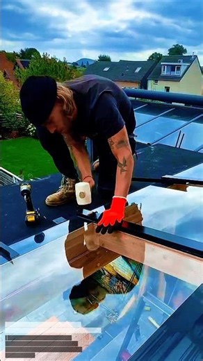 Skylight Frame Installation – Using Cordless Impact Drill on Roof Glass Structure