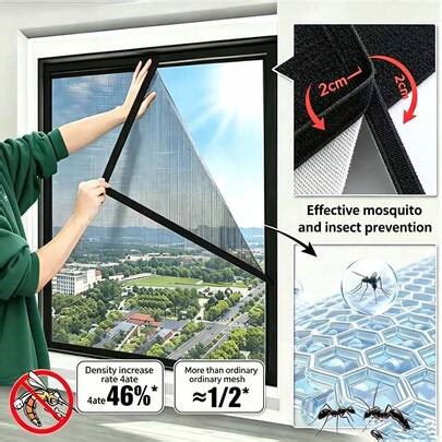 Home Use Black Insect Repellent Window Screen With Hook And Loop Clips – Easy Installation, No Holes Required, Dust And Insect Protection. | SHEIN