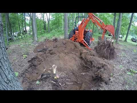 Kubota BH92 Backhoe - First Time Operating, Digging Out Stumps