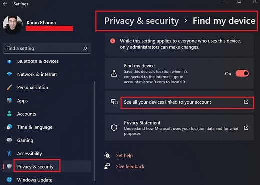 How to check the list of all Devices having access to your Microsoft account