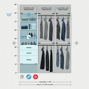 Reimagine your closet with our easy-to-use design tool and make it totally YOU. Each closet organizer is divided into sections - click, change, drag and rearrange them in our tool to personalize your solution. Add lots of hanging, shoe storage, or a little bit of everything. Start here: https://bit.ly/2PyL1AW | EasyClosets