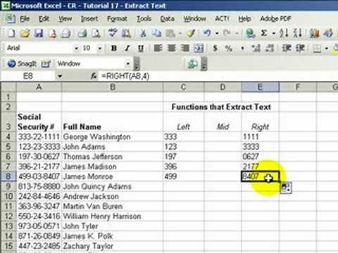 Use Excel's Left, Mid & Right Functions to extract text