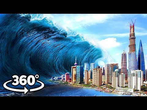 360 TSUNAMI WAVE HITS THE BEACH - How to Survive a Natural Disaster VR 360 Video