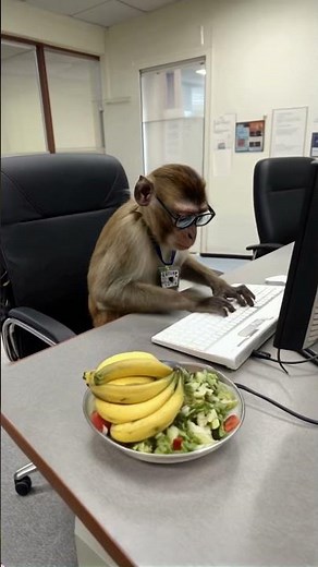 Monkey in Office Typing! 🐒💻