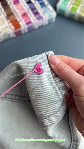 Embroider a small heart onto the pocket of your jeans