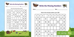 Minibeasts Missing Numbers to 100