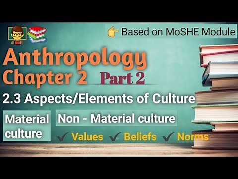 Anthropology Chapter 2 | Part 2 -------| Aspects/Elements of Culture, Material/Non Material culture