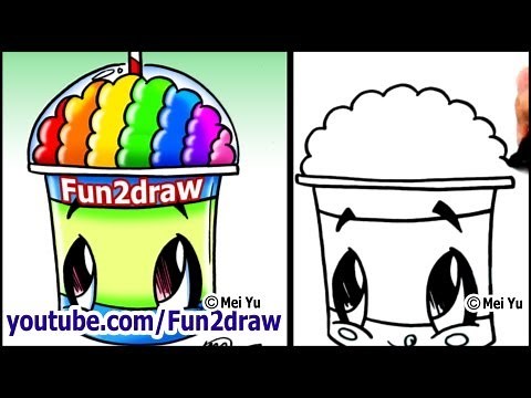 Draw a Cartoon Slushie - With a Rainbow BRAIN??? | Fun2draw | How to Draw Food Cute Step by Step