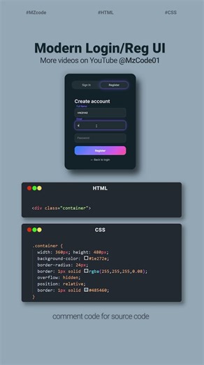 Login & Signup Form with HTML CSS JS 🔥 (Modern UI Animation)” #css #coding