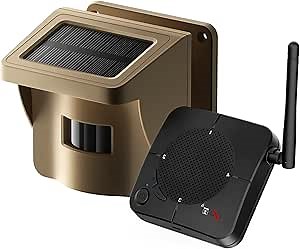 CAMCAMP 1/2 Mile Long Range Solar Wireless Driveway Alarm Outdoor Weather Resistant Driveway Sensor & Motion Detector Security Alert System for Home Outside Property(1 Sensor and 1 Receiver)