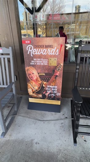 Termites! Behold the official Dolly “Rockstar” rocking chair at Cracker Barrel Old Country Store ⭐️….. #crackerbarreloldcountrystore #crackerbarrel #dolly #dollyparton #rockingchair #rockstar #madiganspubcast #kathleenmadigan | Kathleen Madigan