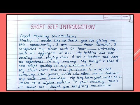 How to Write Short Self Introduction || Self Introduction Writing ||