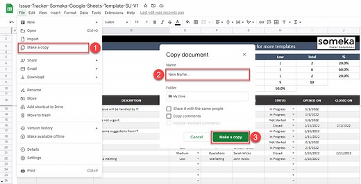 Issue Tracker Google Sheets Template