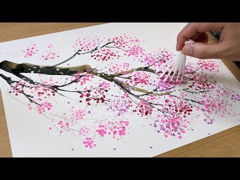 How to draw a cherry blossom tree / Acrylic painting