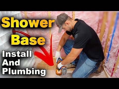 How To Install A Shower Base Pan - DRAIN TO PLUMBING HOOK UP!