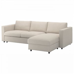 VIMLE 3 seater sofa bed with chaise longue, Gunnared beige  - IKEA UK