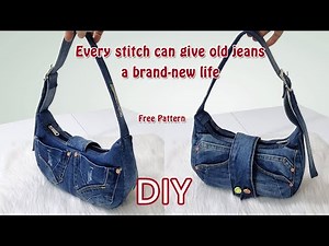 DIY Denim Shoulder Bag | Turn Old Jeans into a Trendy Purse | Free Pattern