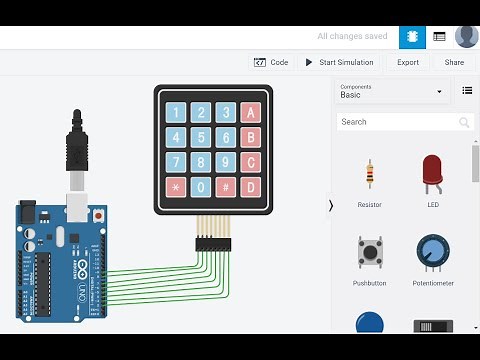 How to interface 4x4 keypad with Arduino (tinkercad.com)
