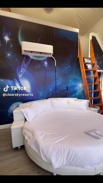 Space Galaxy Sky Dome at Clear Sky Resorts Grand Canyon💫 ✨Sleeps 7 ✨Air conditioning and heat ✨Private bathroom ✨Private deck ✨Panoramic window ✨Stargazing skylight #clearskyresortsgrandcanyon #travel #uniquestays #traveldestination #stargazing