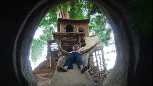 I Build King Mud House And Water Slide To Black Hole Pool