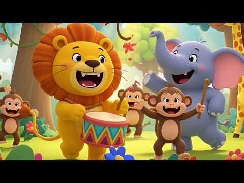 Lion’s Jungle Drum Beat 🦁🥁 | Fun Baby Songs & Nursery Rhymes for Kids | jungle drum song, kids