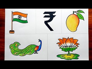 How to Draw 5 Types of National Symbols || National Symbols Drawing & Colour || Creativity Studio.