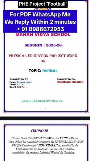PHE Project Class 12 | Football | Rules, History & Skills | #Shorts
