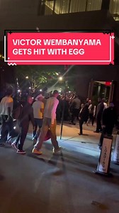 It appears Victor Wembanyama was hit with an egg outside his hotel in New York following the Spurs’ Game 4 loss. (via: @Cam)