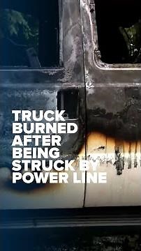 Maryland truck damaged after being struck by power lines in severe storm