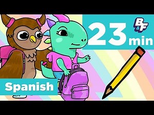Back to School Beginner Spanish Compilation | BASHO & FRIENDS Learning Songs | 23 Minutes!