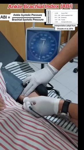 ABI commonly used for peripheral artery disease. We showed you the brachial systolic pressure examination. For further reading, you can read