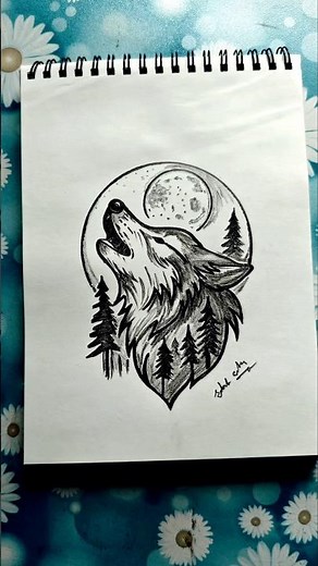 Howling Wolf 🐺 Drawing #shortsfeed #shorts #short #shortsvideo #ytshorts #shortvideo #shortsviral