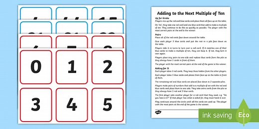 Adding to the Next Multiple of Ten Game