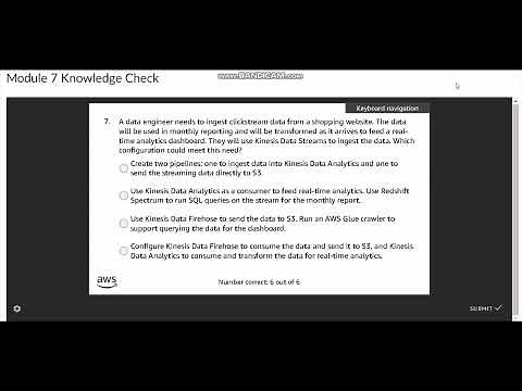 AWS Academy Data Engineering Module 7 Knowledge Check Answers
