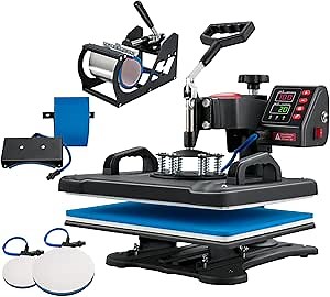 VEVOR Heat Press 15X15 Inch Heat Press Machine 5 in 1 Digital Multifunctional Sublimation T-Shirt Heat Press Machine for T Shirts Hat Mug Cap Plate