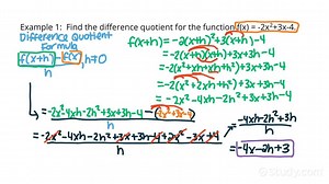 How to Find the Difference Quotient For a Linear or Quadratic Function | Precalculus | Study.com