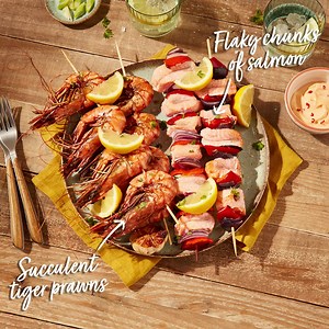 5.5K views · 54 reactions | Take your BBQ game up a notch with our NEW fish skewers. Featuring a Salmon, Onion & Pepper skewer and a Tiger Prawn skewer, serve yours up with a little lemon on the side for a fresh al fresco delight! Get yours at 4 for £15, or £3.99 each. | Morrisons | Facebook