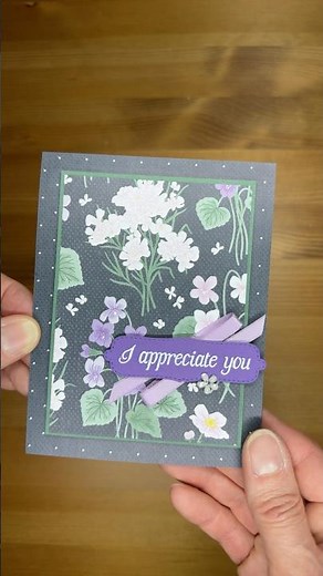 Stampin’ Up! Framed Violets Thank You Card #diy #patternedpaper #julyonlineexclusive #papercrafting
