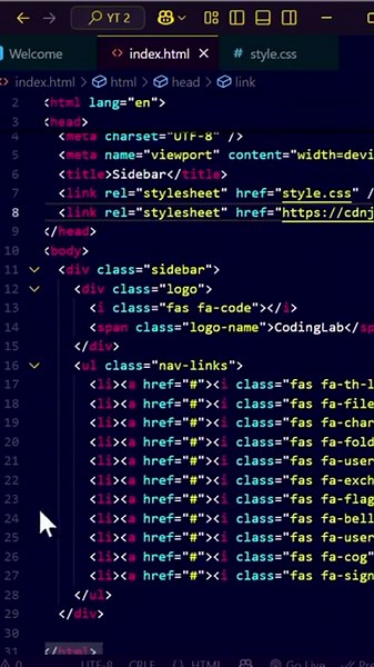 Sidebar Navigation Menu using HTML, CSS
