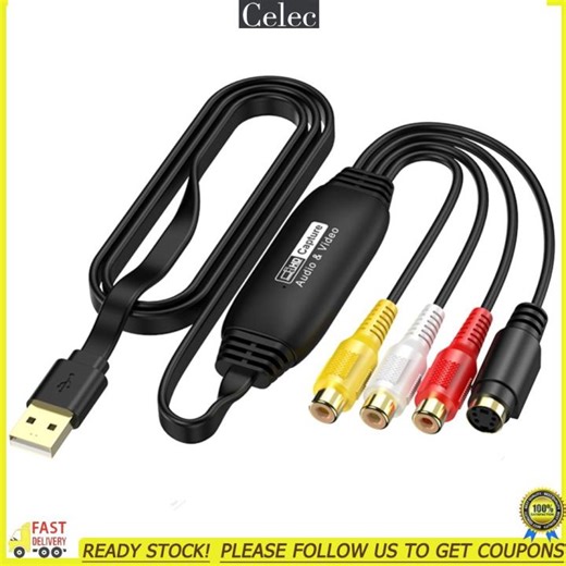 【Celec】 USB Video Capture Card VHS VCR TV DVD Video Audio Converter USB To AV Video Capture Adapter for /PC 【7-day Return Guarantee】 | Lazada PH
