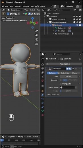 Convert High Poly to Low Poly in Blender (Quick & Easy) #blender #lowpoly #gameassets #blendertips