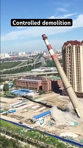 Directional controlled demolition of buildings, chimneys and water towers #safetyfirst #blasting