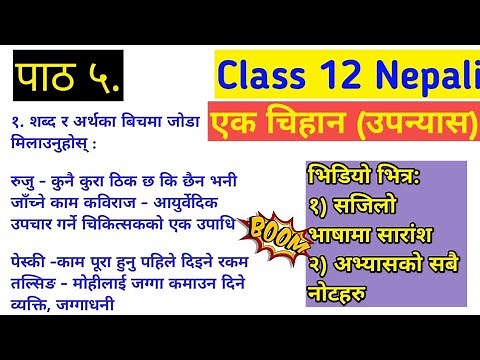 Class 12 nepali chapter 5 exercise ( एक चिहान )